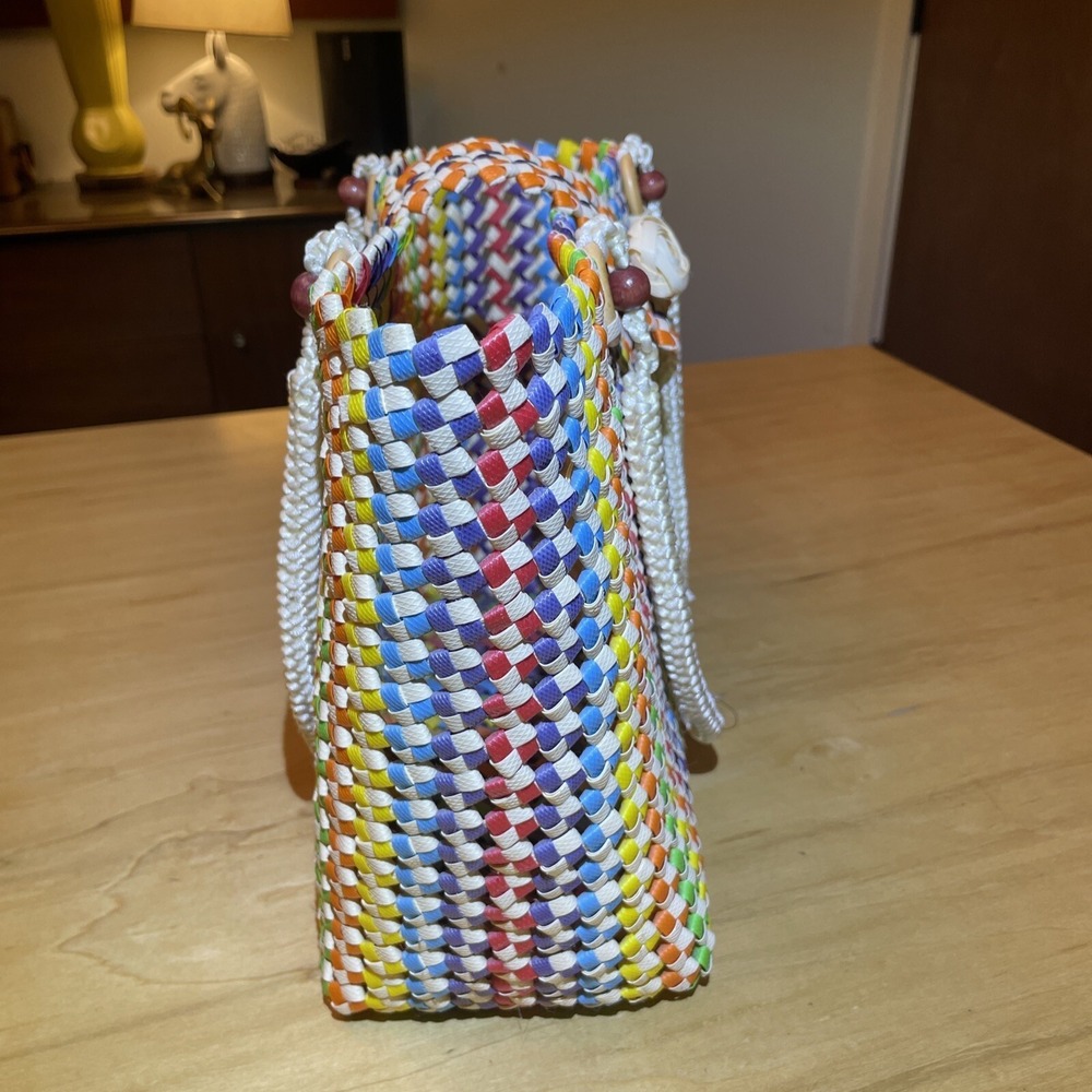 Mexican Artisan Handwoven Plastic Purse Hand Bag‎ Tote Colored - Picture 6 of 7